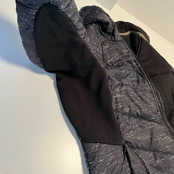 Smartwool Jacket Size Women Medium Down Puffer Hood Full Zip Black White - Picture 5 of 16
